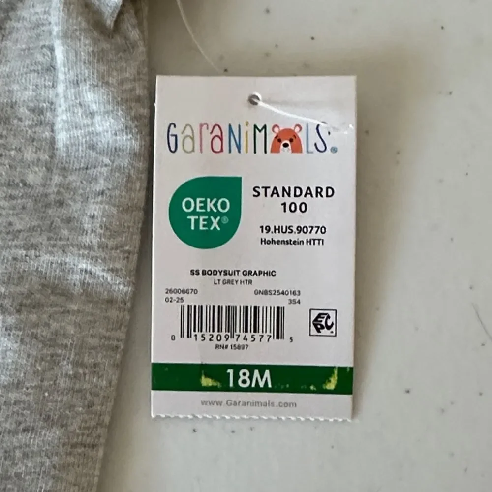 Garanimals Baby Boys Gray One‑Piece Romper – 18M